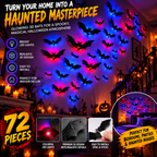 72-Piece 3D LED Halloween Bat Wall Decor