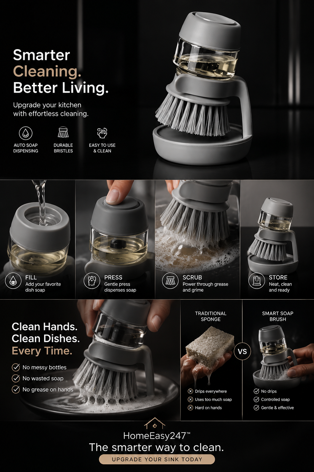 3-in-1 Kitchen Upgrade Bundle — Faucet Mat + Waste Filter + Soap Brush